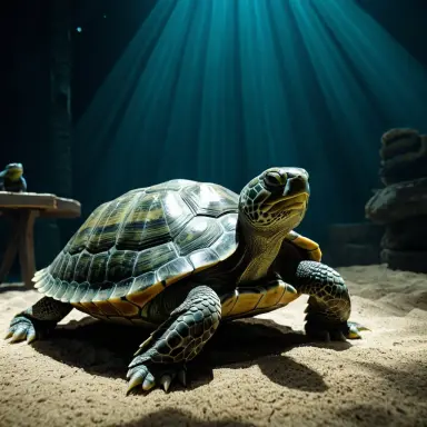 a turtle as a theatre set cinematic still