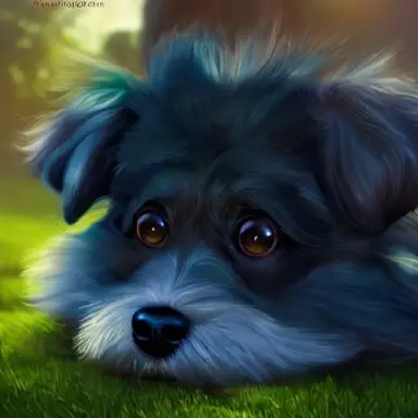 portrait of a cute and fluffy dog, in the nature, tongue out, digital painting, by artist artgerm, bright color, ultra detailed,