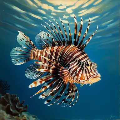 a lionfish from a low angle tonalist painting