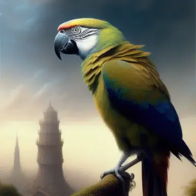 Parrot, ethereal, extremely high detail, photorealistic, cinematic lighting, artstation, octane render, art by zdzisław beksińsk