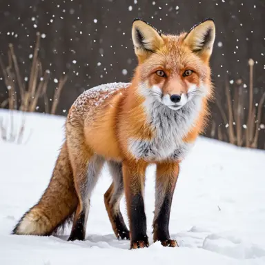 a red fox in snow photograph