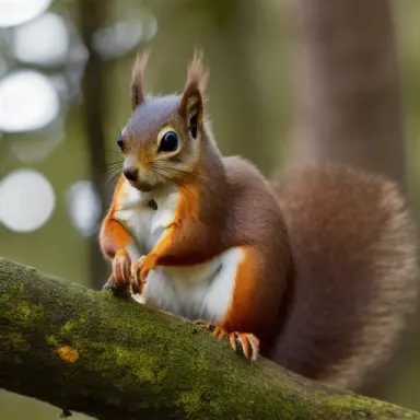 red squirrel on a branch, real photo, high detail, sony a7, 50 mm, hyperrealistic, cinematic photo, insanely detailed