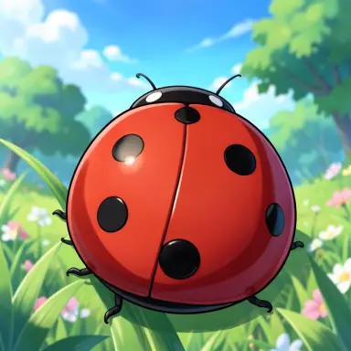 anime background of a ladybird