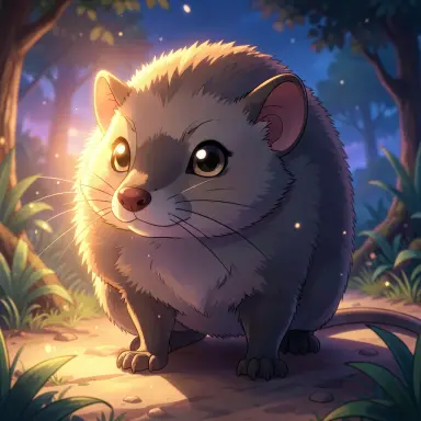 a numbat with the first lights on anime background