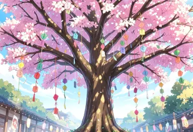 anime background a tanabata wish tree