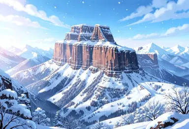 anime background of the drakensberg in late snow