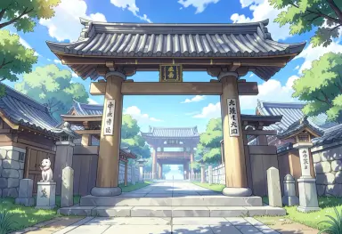 anime background of a shrine gate
