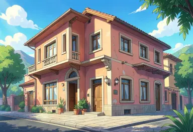 anime background of a catalan modernista house