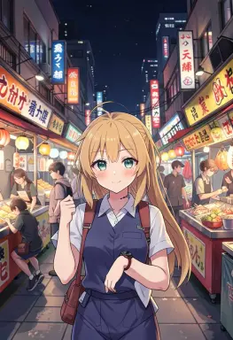 anime background a night market