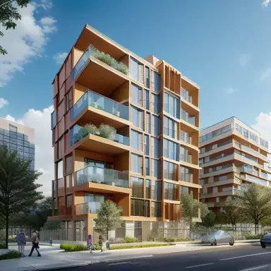 Architecture modern building 8 stories