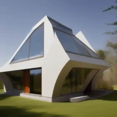 house with convex windows, architecture