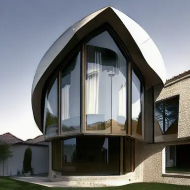 house with convex windows, architecture