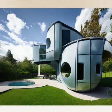 house with convex windows, architecture, modern art now
