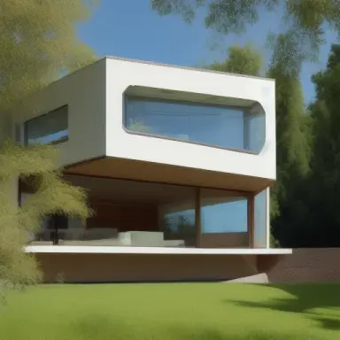 house with convex windows, architecture