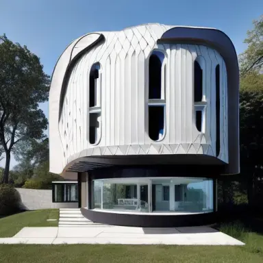 house with convex windows, architecture