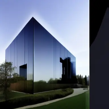 futurist black villa, a lot of glass, jean nouvel style