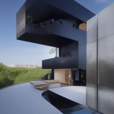 futurist black villa, jean nouvel style