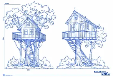blueprint drawing of a treehouse