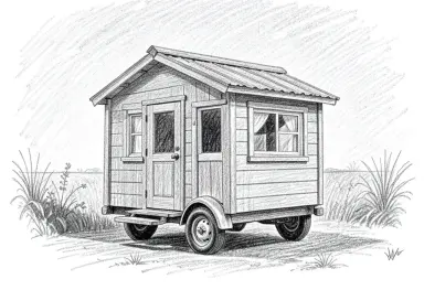 a tiny house on wheels chalk drawing