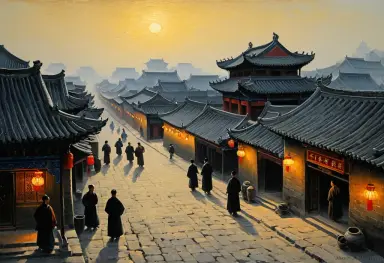 tonalist painting of pingyao