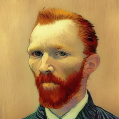 portret of van gogh, impressionisn, monet style, photoreal, 8k, cgi, render octane