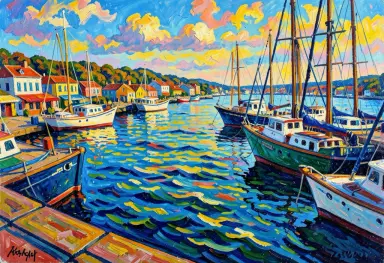 fauvist painting of a harbour