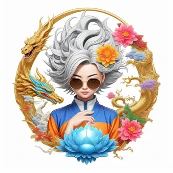 Yin Xiuzhen painting vector logo, vector art, emblem, simple,cartoon,2d, illustration of inspired a porcelain medal with a anim