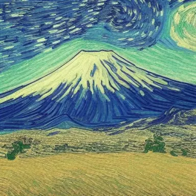 mount fuji drawn by van gogh
