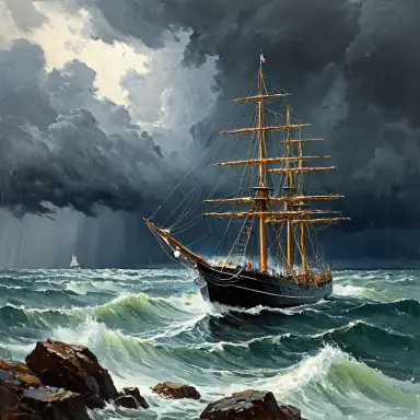 a ship in a storm plein air painting