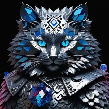 photoluminescence goniochromism. half shattered sapphire ruby monocrystalline crystal, by louis wain, (((rembrandt painting))