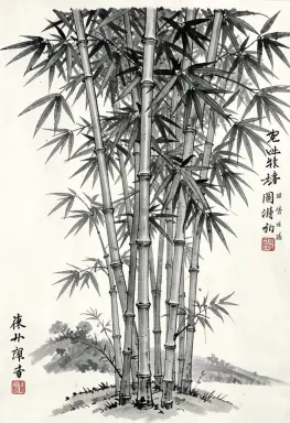 chinese ink painting of bamboo