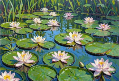 impressionist painting of water lilies