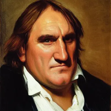 Gérard Depardieu, painting, by Eugene Delacroix