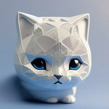 cute toy cat geometric accurate relief on skin plastic relief surface of bod,