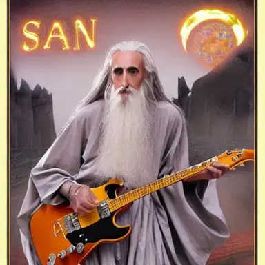 Saruman playing guitar