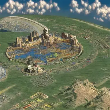 A skyland civilization flying in the sky