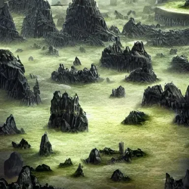 epic landscape alien rock fortress