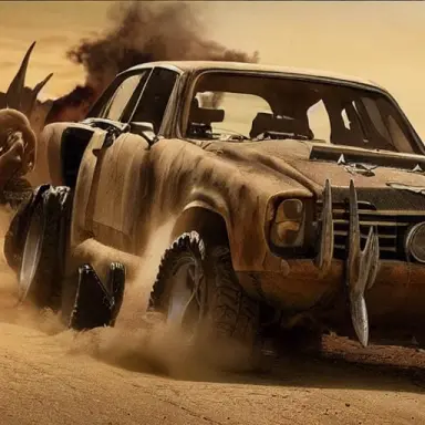 Mad Max (movie) mixed with Jurassic park(movie)