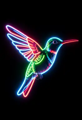 neon bending of a hummingbird