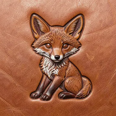 leather tooling of a fox cub