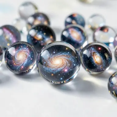 glass marbles with galaxies inside