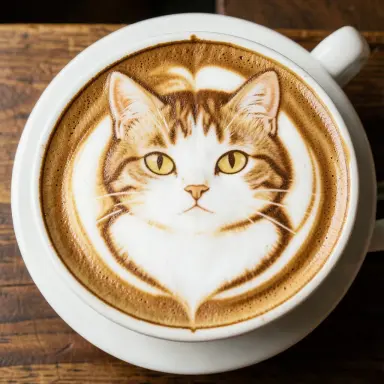 latte art of a cat