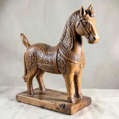 carved wooden horse folk art