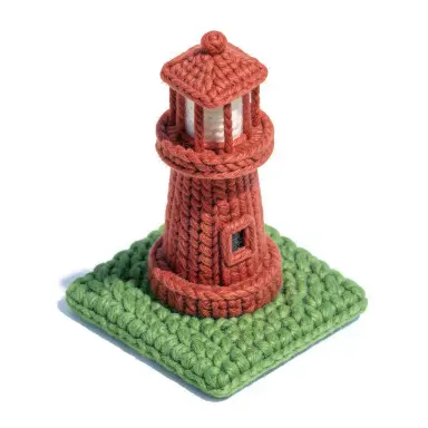 a siren s lighthouse isometric illustration knitted from wool