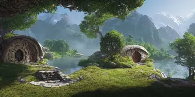 hobbit hole house lotr artwork