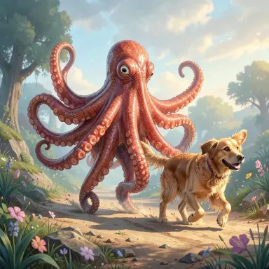 the moment an octopus that juggles walking a dog