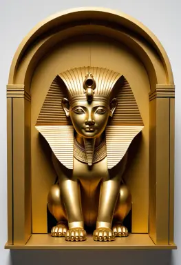 a sphinx riddle gate made of folded paper luminist painting