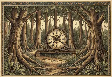 a clockwork forest persian miniature