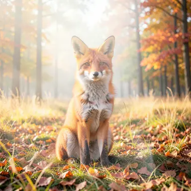 a red fox sitting in an autumn clearing, double exposure style, FLUX.2