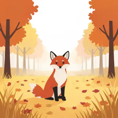 a red fox sitting in an autumn clearing, minimalism style, FLUX.2